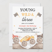 Boy Yellow Monster Truck Young Wild Drie Verjaarda Kaart (Voorkant)