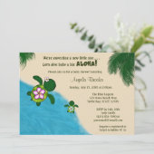 BOY Zee TURTLE Baby shower nodigt BLUE (Honu) 02A  Kaart (Staand voorkant)