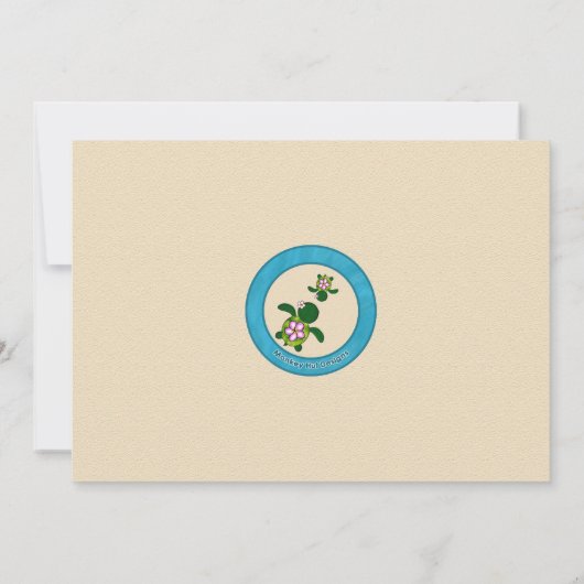 BOY Zee TURTLE Baby shower nodigt BLUE (Honu) 02A  Kaart (Achterkant)