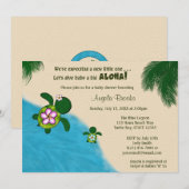 BOY Zee TURTLE Baby shower nodigt BLUE (Honu) 02A  Kaart (Voorkant / Achterkant)