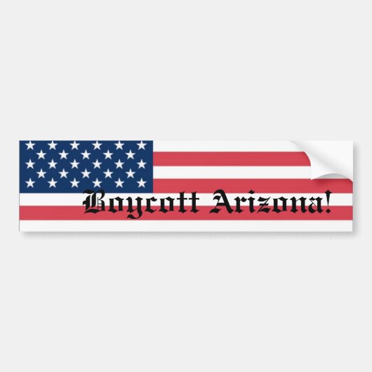 Boycot Arizona met de vlag van de VS Bumpersticker (Voorkant)