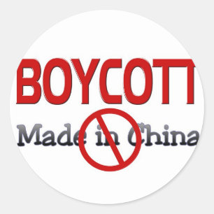 BOYCOT GEMAAKT IN CHINA RONDE STICKER