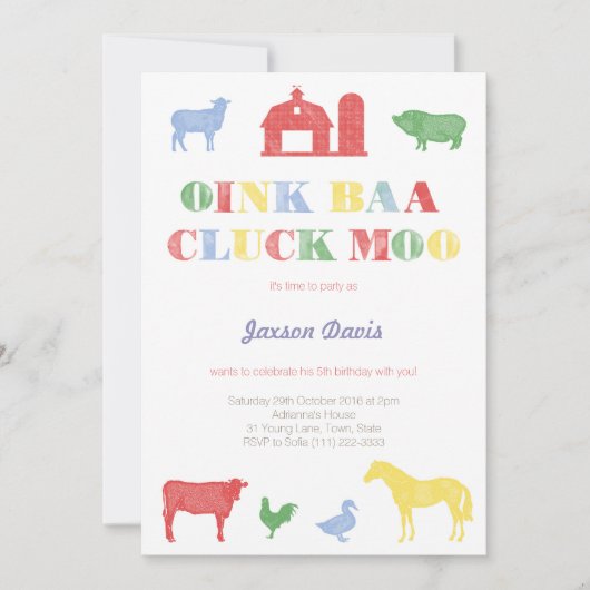 boycot , zoo party , boerderij nodigt uit kaart (Voorkant)