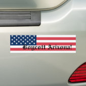 Boycott Arizona met Amerikaanse vlag Bumpersticker (Op auto)