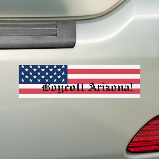 Boycott Arizona met Amerikaanse vlag Bumpersticker (Op auto)