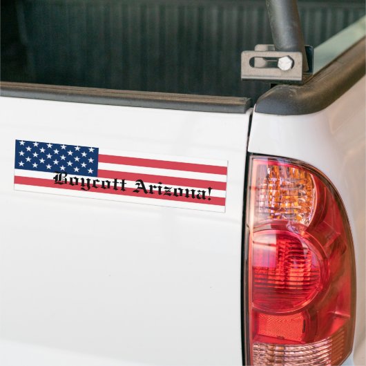 Boycott Arizona met Amerikaanse vlag Bumpersticker (Op Truck)