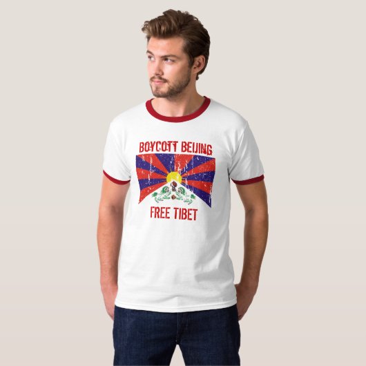 Boycott Beijing Free Tibet T-shirt - Gepersonalise (Voorkant volledig)