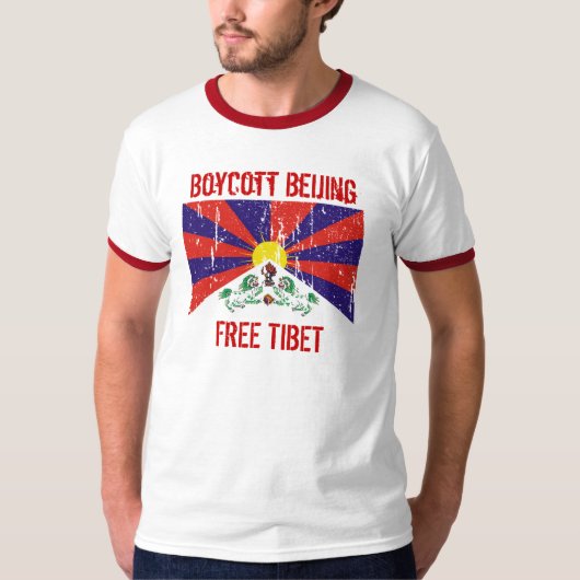 Boycott Beijing Free Tibet T-shirt - Gepersonalise (Voorkant)