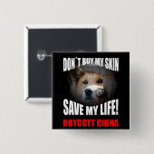 Boycott China Vierkante Button 5,1 Cm (Voorkant /achterkant)