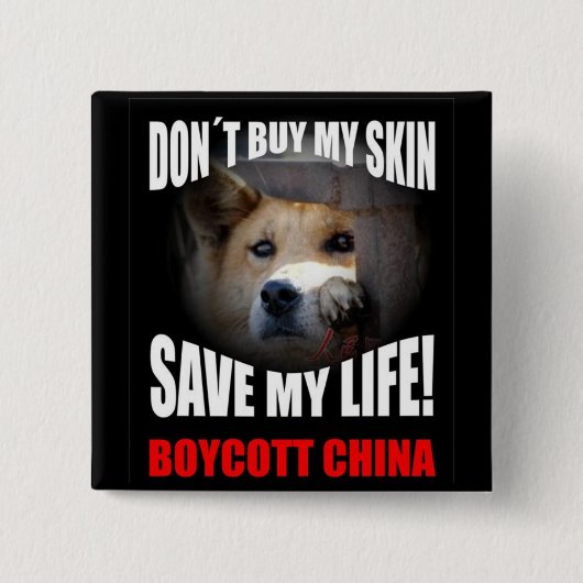 Boycott China Vierkante Button 5,1 Cm (Voorkant)