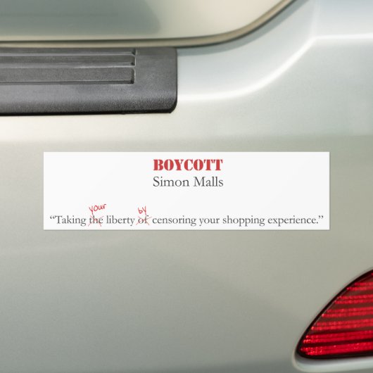 Boycott Simon Malls Bumpersticker (Op auto)