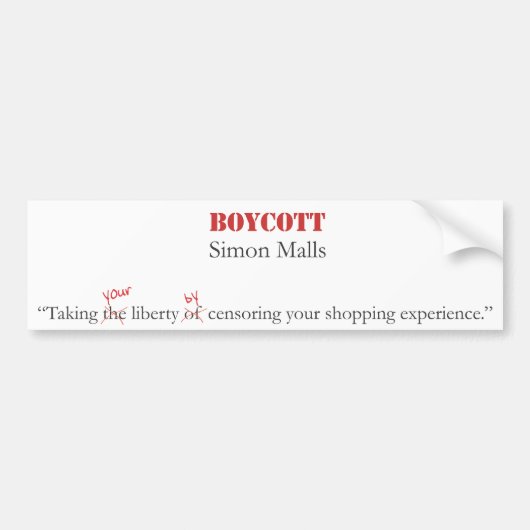 Boycott Simon Malls Bumpersticker (Voorkant)