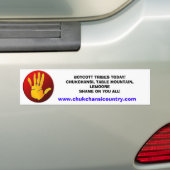 BOYCOTT TRIBES VANDAAG!CHUKCHANSI, ... BUMPERSTICKER (Op auto)