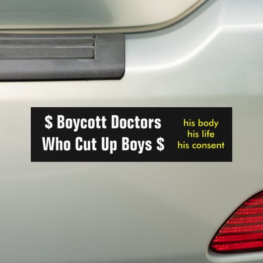 Boycottdocenten die jongens snijden bumpersticker (Op auto)