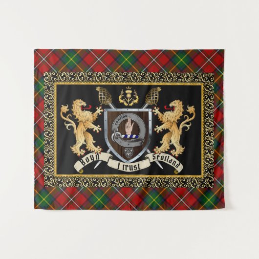 Boyd Clan Badge & Motto w/Lions Wandkleed (Voorkant (horizontaal))