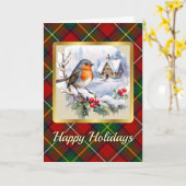 Boyd Crest & Tartan w/Robin gepersonaliseerd Kaart (Gele Bloem)