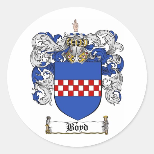 BOYD FAMILY CREST - BOYD COAT OF ARMS RONDE STICKER (Voorkant)