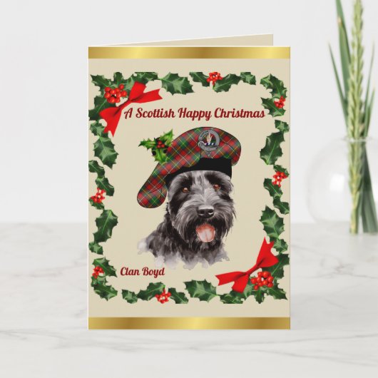 Boyd Scottie Dog Gepersonaliseerde Xmas Kaart (Voorkant)