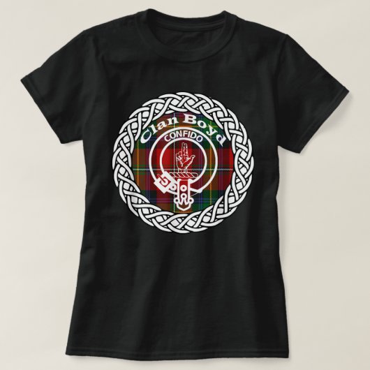 Boyd surname Scottish clan tartan crest badge T-shirt (Design voorkant)
