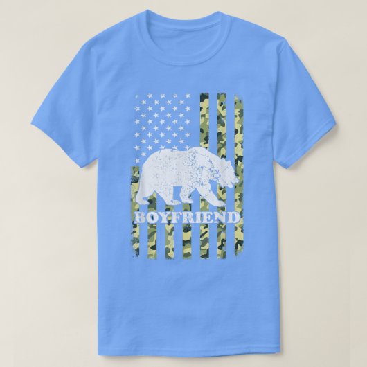 Boyfriend Bear Camping Hiking Camouflage USA Ameri T-shirt (Design voorkant)
