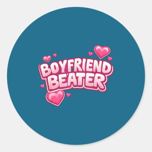 Boyfriend Beater Funny Tee  Ronde Sticker (Voorkant)