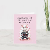Boyfriend Bunny Pun Ninja Warrior Roze Valentijns Kaart (Voorkant)