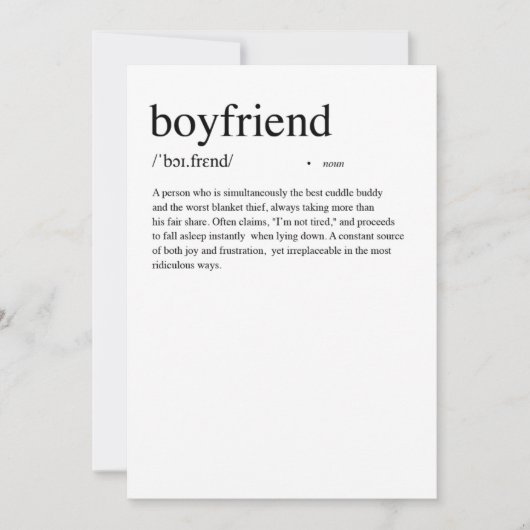 Boyfriend Definition Valentijns Kaart (Voorkant)