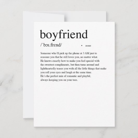 Boyfriend Definition Valentijnsdag Kaart (Voorkant)