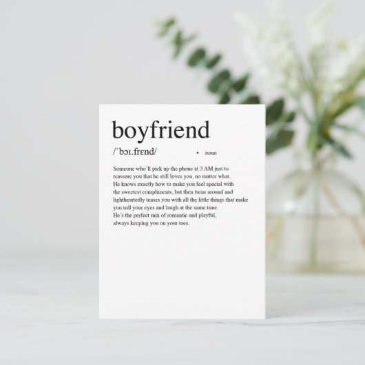 Boyfriend Definition Valentijnsdag Kaart (Staand voorkant)