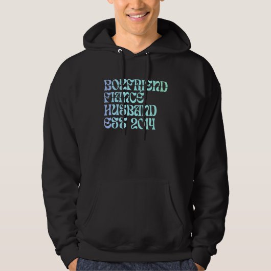Boyfriend Fiance Husband Est 2014 Wedding Annivers Hoodie (Voorkant)