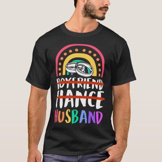 Boyfriend Fiance Husband Gay Pride Wedding Bohemia T-shirt (Voorkant)
