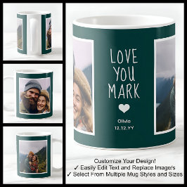 Boyfriend Love You Foto's Moderne Groene C21 & Wit Koffiemok