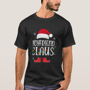 Boyfriend Santa Claus Pet met Kerstmis Licht Kerst T-shirt