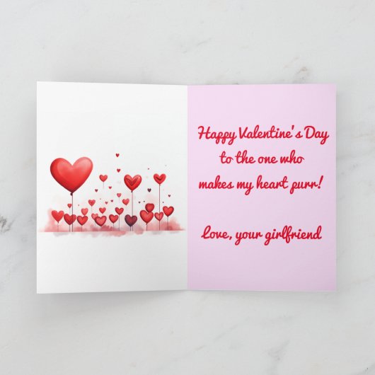 Boyfriend Valentijns's Kat Hartkaart Bedankkaart (Binnen)