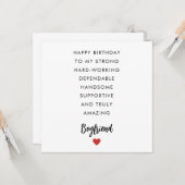 Boyfriend's Gedicht Verjaardag Kaart (Voorkant / Achterkant in situ)