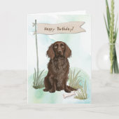 Boykin Spaniel Breed Hond Onder Verjaardagsbord Kaart (Voorkant)