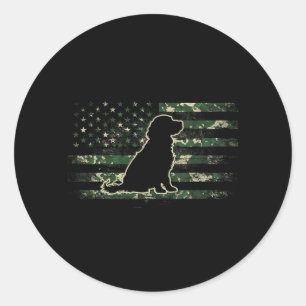Boykin Spaniel Camouflage Amerikaanse Vlag USA Hon Ronde Sticker