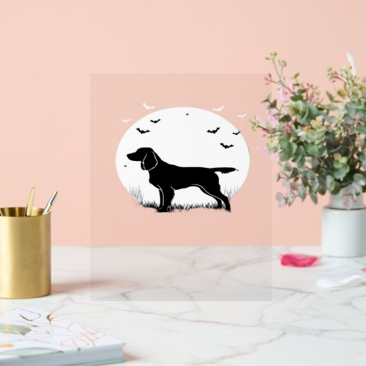 Boykin Spaniel Dog - Halloween Moon Silhouette Cla Acryl Bord (Huwelijk)