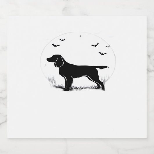 Boykin Spaniel Dog - Halloween Moon Silhouette Cla Sparkling Wijnetiket (Enkel label)