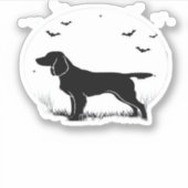 Boykin Spaniel Dog - Halloween Moon Silhouette Cla Sticker (Voorkant)