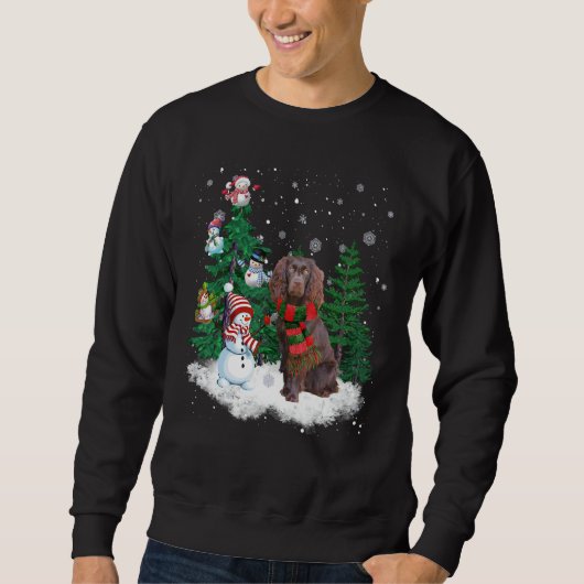 Boykin Spaniel Dog kerstmis Snowman - boom Paj Trui (Voorkant)