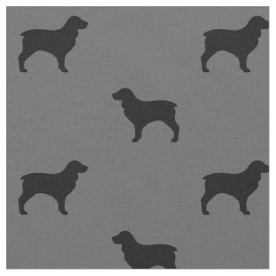 Boykin Spaniel Dog Silhouettes Grey and Black Stof