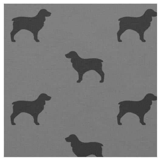 Boykin Spaniel Dog Silhouettes Grey and Black Stof (Close Up)