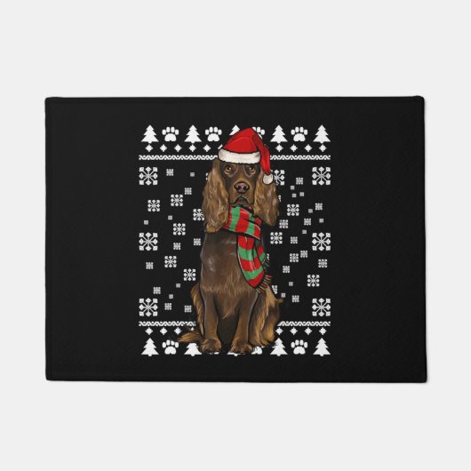 Boykin Spaniel Dog With Santa Hat Ugly Christmas Deurmat (Voorkant)