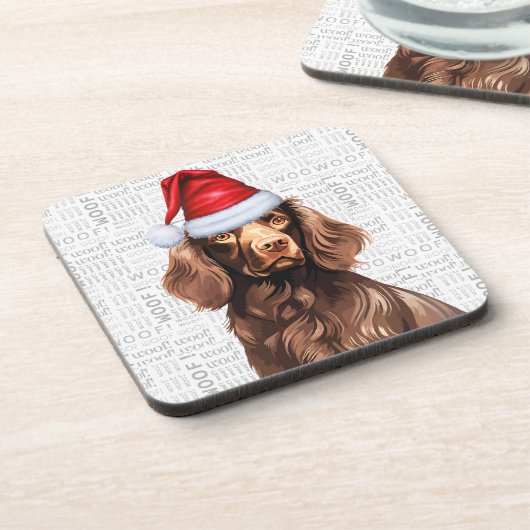 Boykin Spaniel Dog Woof Word Art Holiday Bier Onderzetter (Linkerzijde)