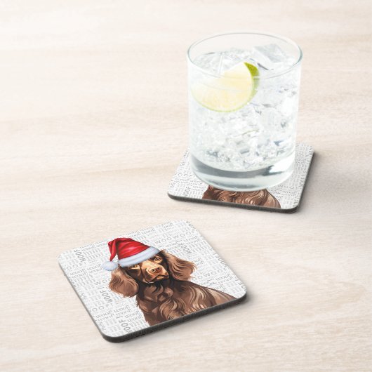 Boykin Spaniel Dog Woof Word Art Holiday Bier Onderzetter (Rechterzijde)