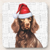 Boykin Spaniel Dog Woof Word Art Holiday Bier Onderzetter (Voorkant)