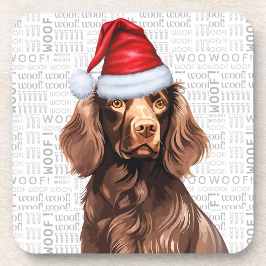 Boykin Spaniel Dog Woof Word Art Holiday Bier Onderzetter (Voorkant)