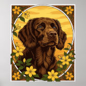 Boykin Spaniel en gele jasmijn bloemen Poster (Voorkant)