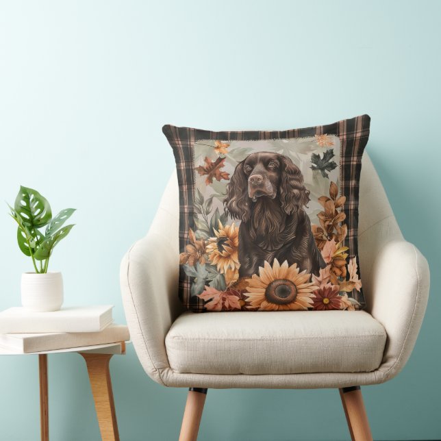 Boykin Spaniel Hond Herfst Waterverf Bloemen Kussen (Stoel)